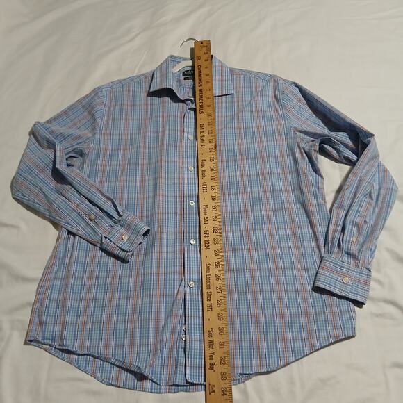 Lauren Ralph Lauren 17x34/35 Long-sleeved blue plaid button-up regular fit - Picture 10 of 14